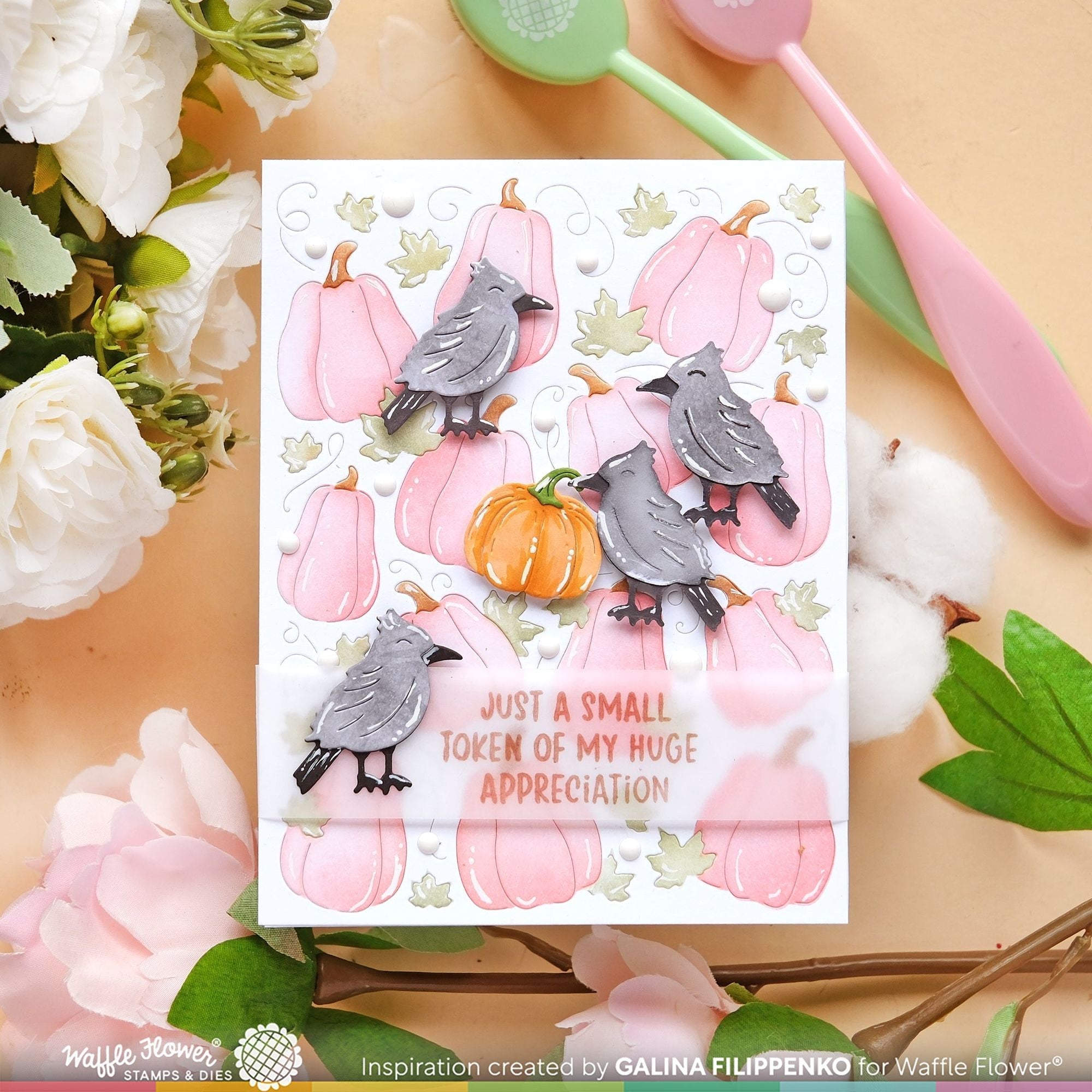 Waffle Flower Pumpkin Patch Panel Die and Stencils Set crows