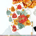Waffle Flower Pumpkin Patch Panel Die and Stencils Set leaves