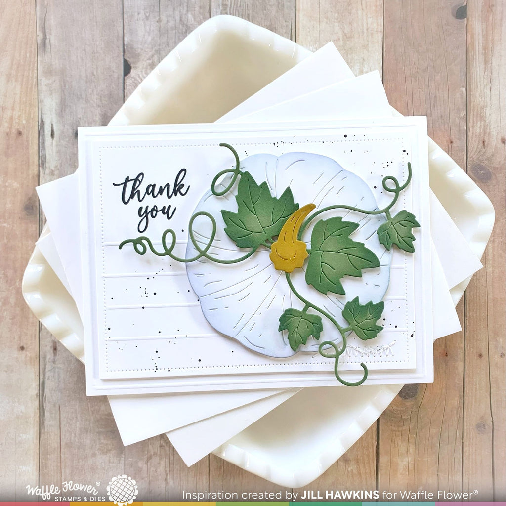 Waffle Flower Pumpkin with Stem Dies 421862 thank you