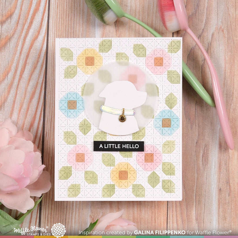 Waffle Flower Quilted Floral Stencils 421989 hello