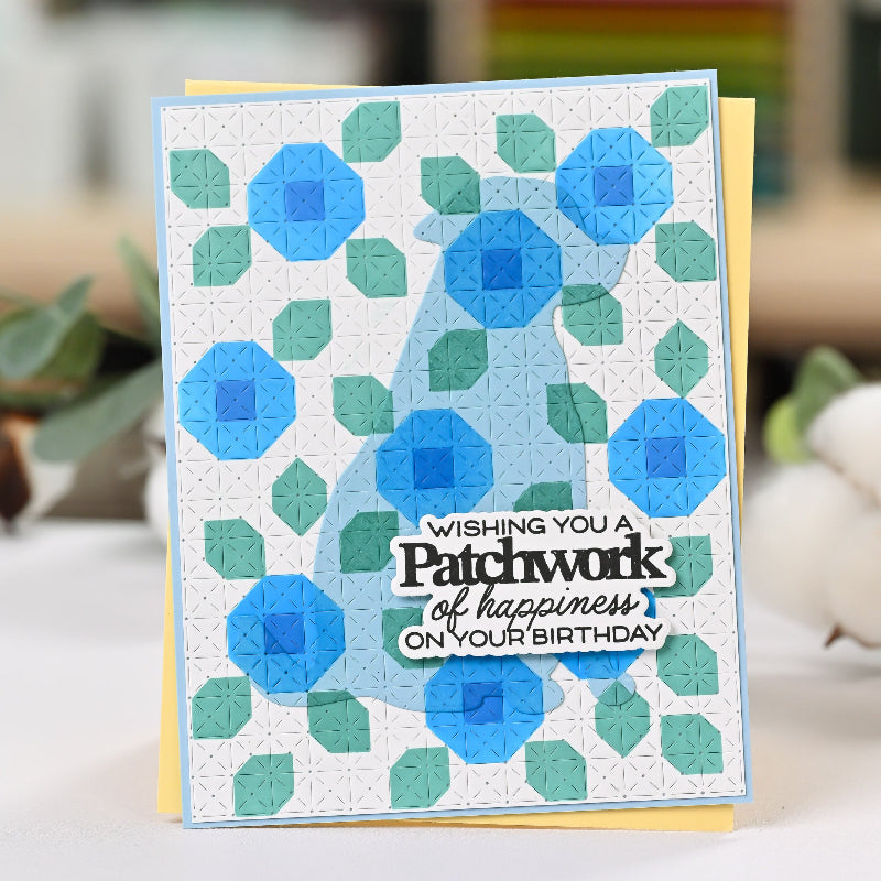 Waffle Flower Quilted Hug Sentiments Clear Stamp and Die Set birthday