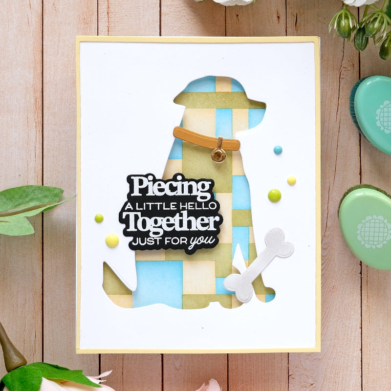 Waffle Flower Quilted Hug Sentiments Clear Stamps 421981 dog