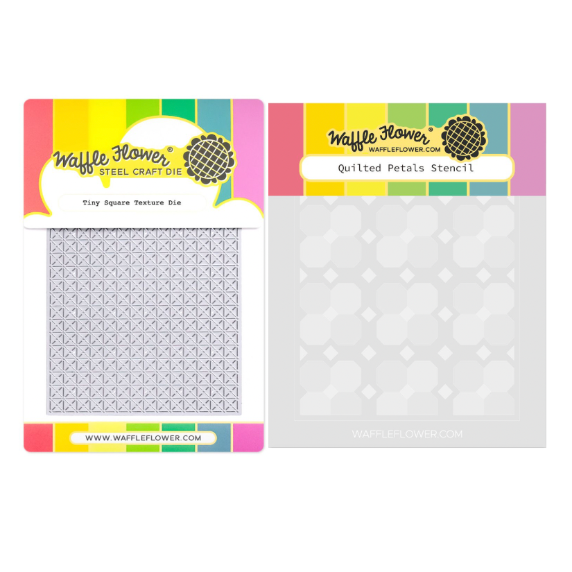 Waffle Flower Quilted Petals Stencils and Tiny Square Texture Die Set