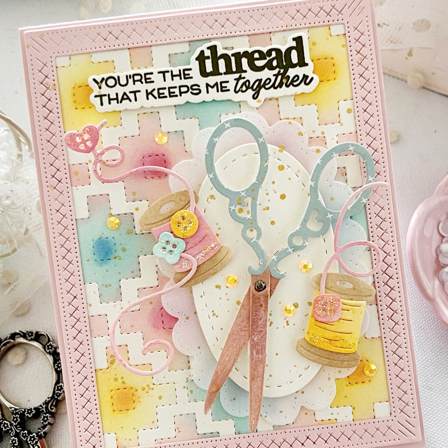 Waffle Flower Quilted Squares Texture Die 421276 thread