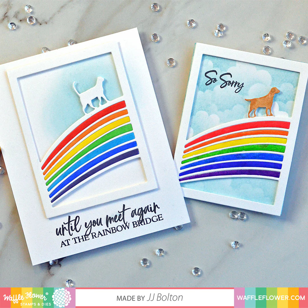 Waffle Flower Rainbow Bridge Clear Stamp and Dies Set wfc238 sorry