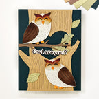 Waffle Flower Real Hoot Sentiments Clear Stamp and Die Set owls in a tree card