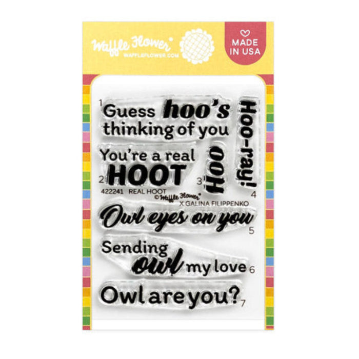 Waffle Flower Real Hoot Sentiments Clear Stamp and Die Set product image 