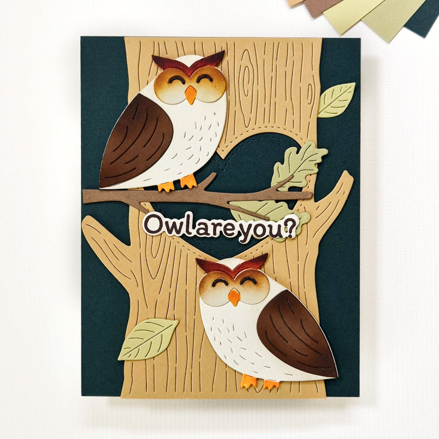 Waffle Flower Real Hoot Sentiments Clear Stamps 422241 heart tree cut out card