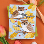 Waffle Flower Real Hoot Sentiments Matching Dies 422242 owls on a limb card