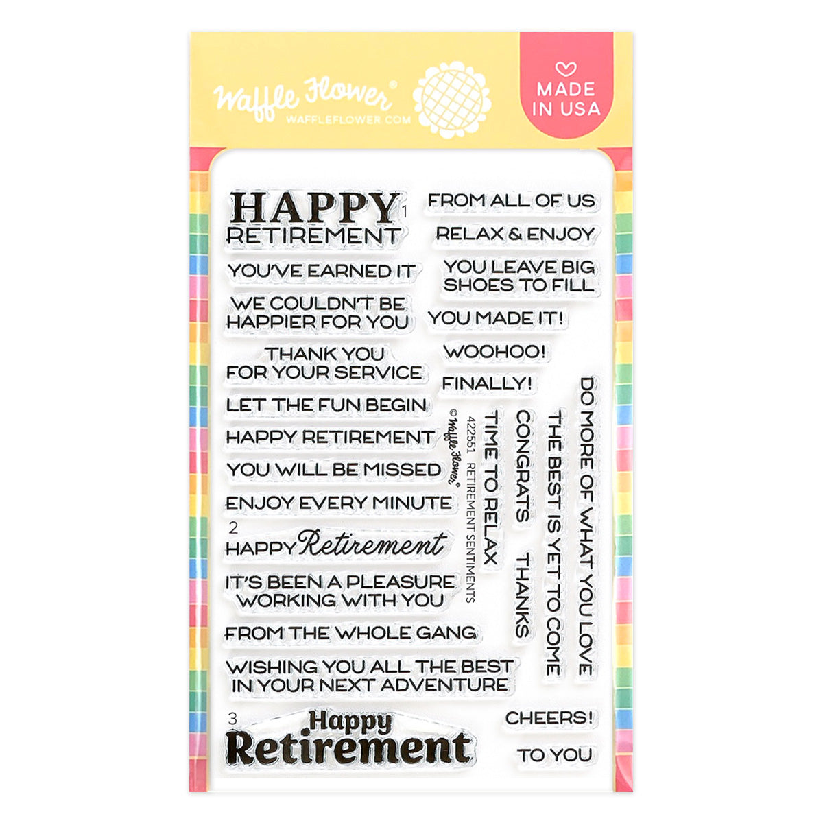 Waffle Flower Retirement Sentiments Clear Stamp and Die Set product image 1