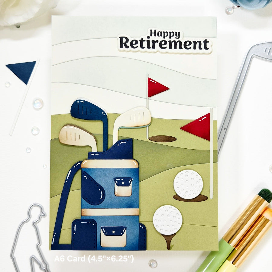 Waffle Flower Retirement Sentiments Matching Dies 422552 happy retirement card