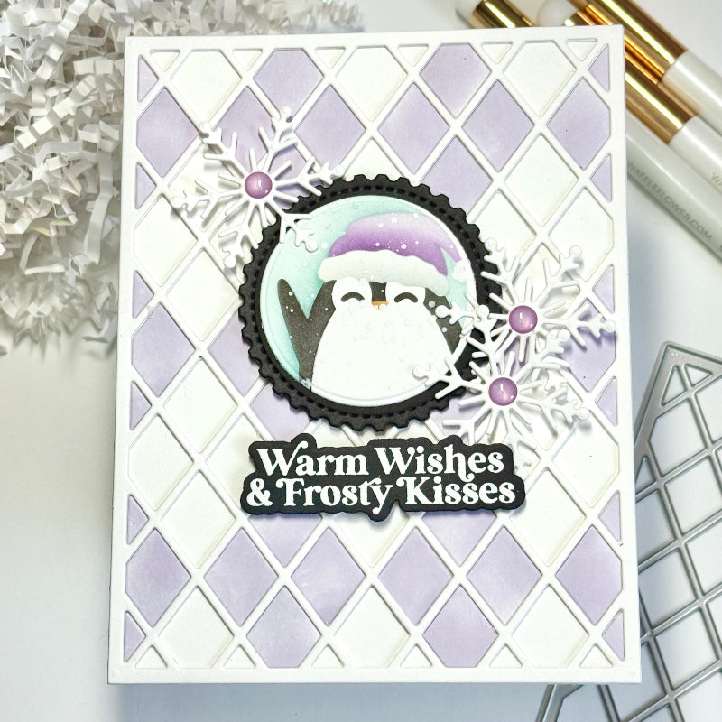 Waffle Flower Rhombus Panel and Texture Die Set penguin