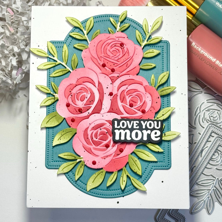 Waffle Flower Rose Bouquet Die 422314 love you