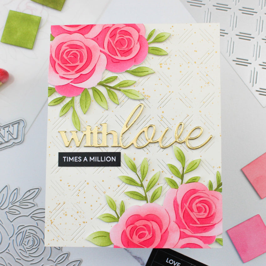 Waffle Flower Rose Bouquet Die 422314 with love