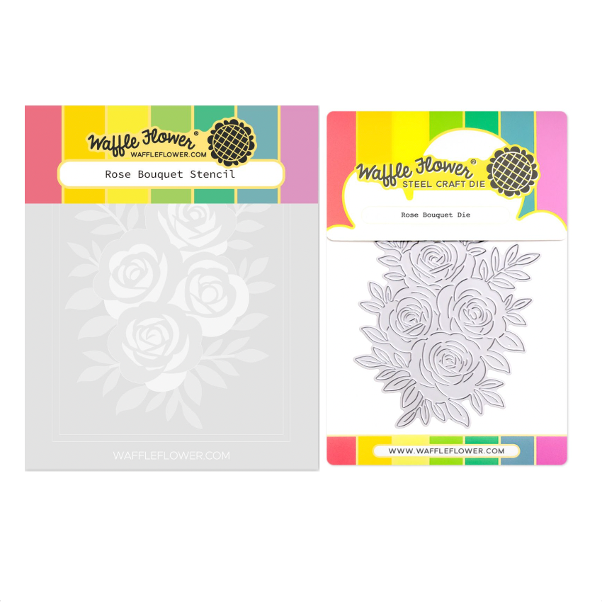 Waffle Flower Rose Bouquet Die and Stencil Set