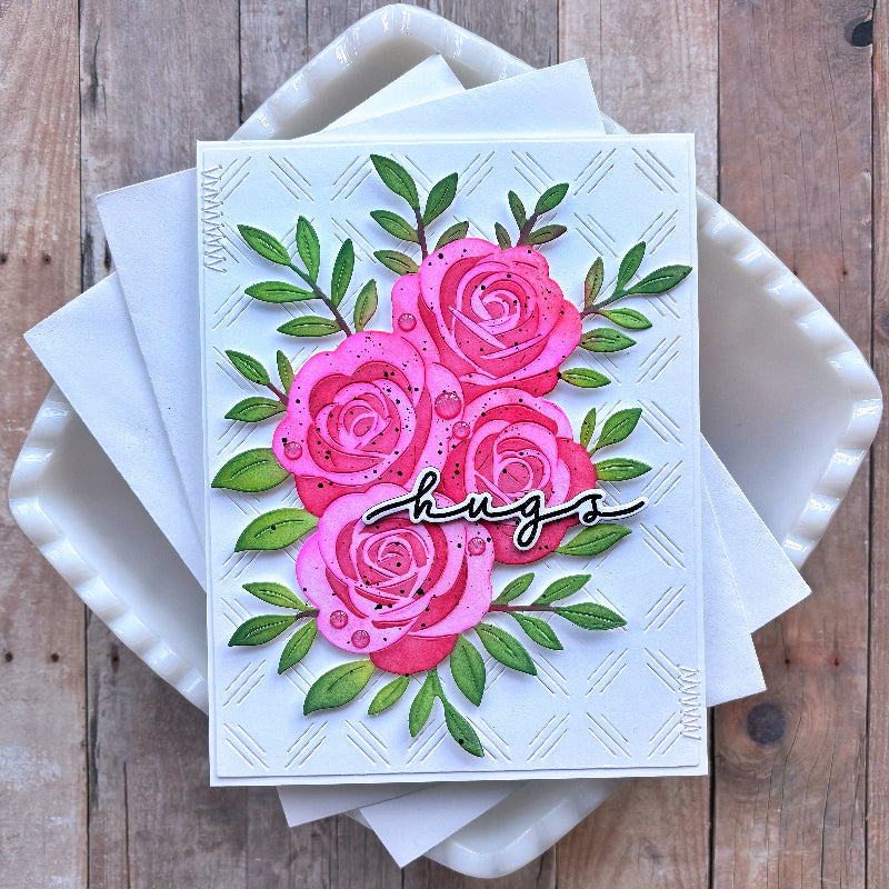 Waffle Flower Rose Bouquet Stencils 422313 hugs