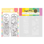 Waffle Flower Round Bookmark Book Lover Clear Stamp and Stencil Set