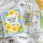 Waffle Flower Round Bookmark Book Lover Clear Stamp and Stencil Set flowers