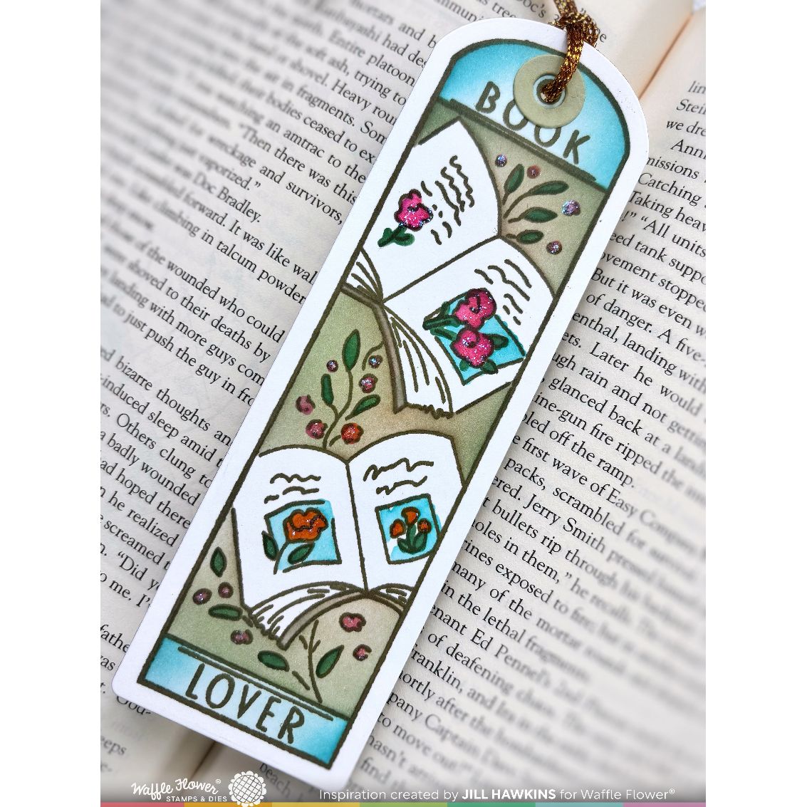 Waffle Flower Round Bookmark Book Lover Clear Stamps 421921 let's read