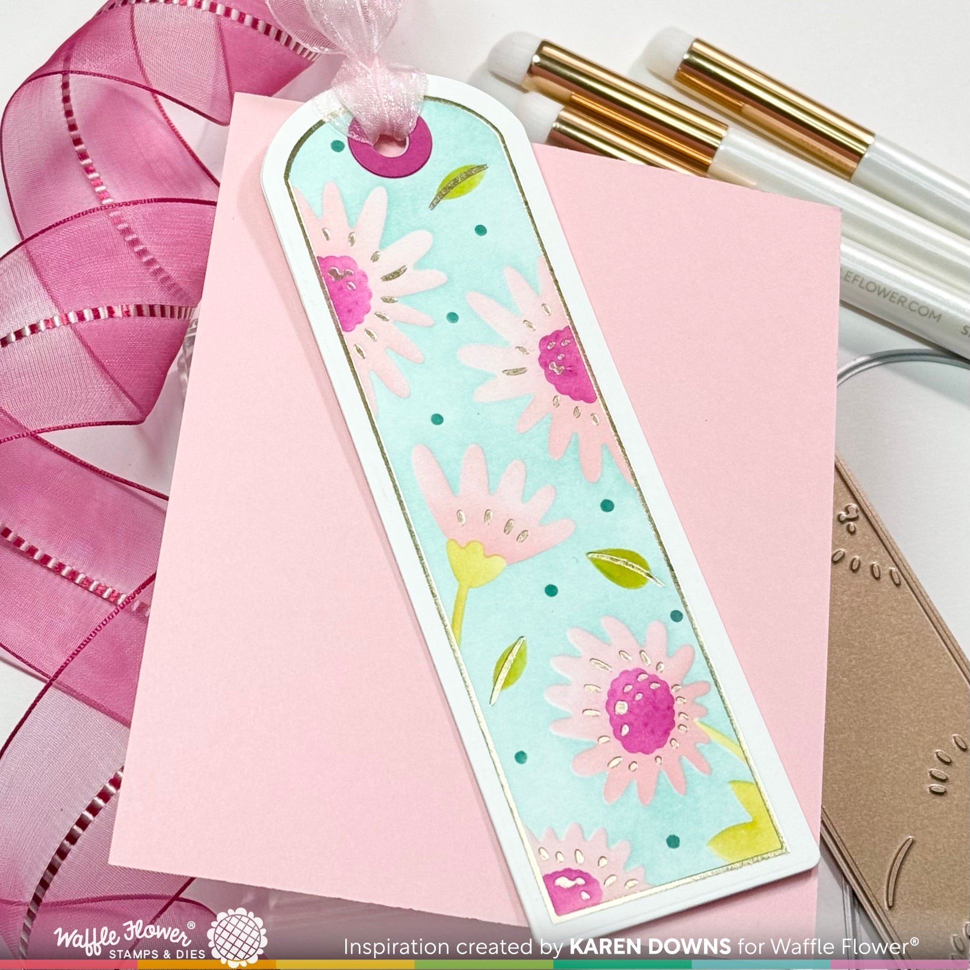 Waffle Flower Round Bookmark Hot Foil Plates 421560