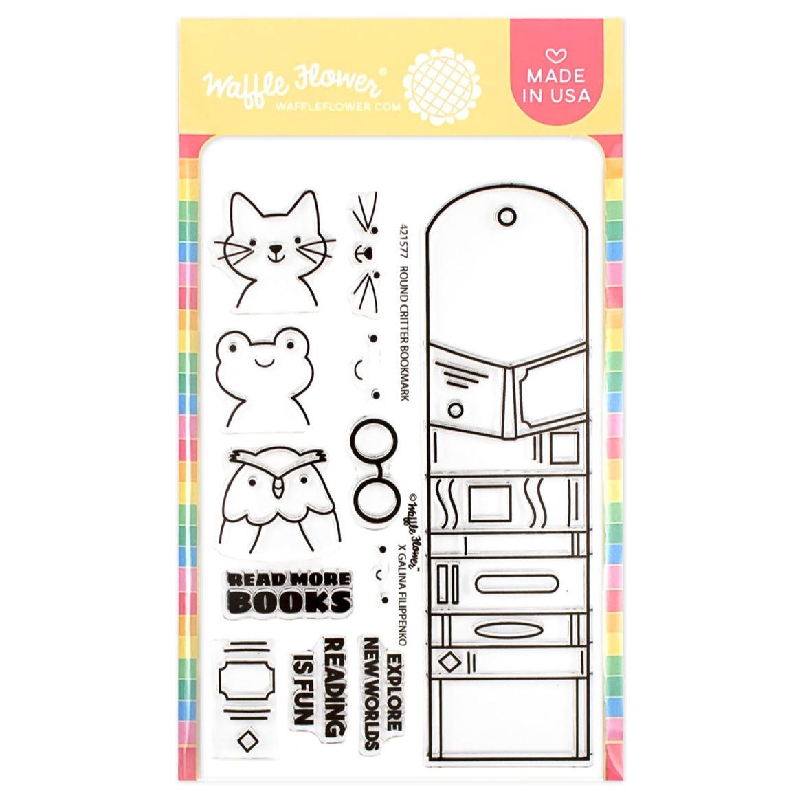 Waffle Flower Round Critter Bookmark Clear Stamps 421577