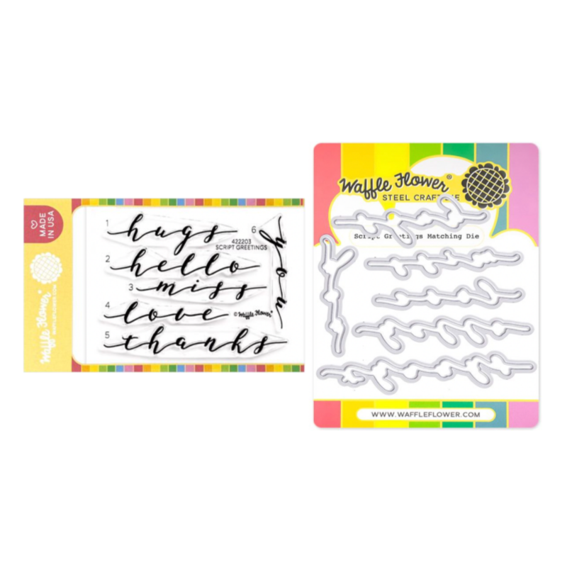 Waffle Flower Script Greetings Clear Stamp and Die Set