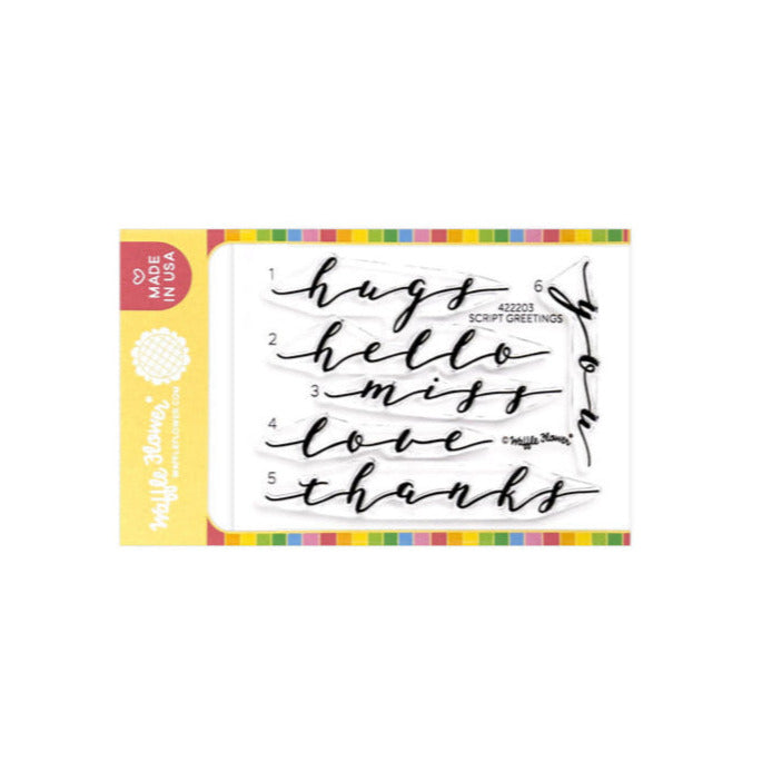Waffle Flower Script Greetings Clear Stamps 422203