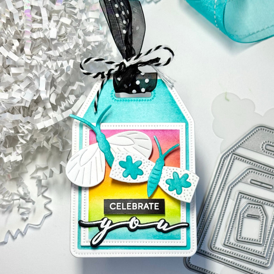Waffle Flower Script Greetings Matching Dies 422204 cute tag