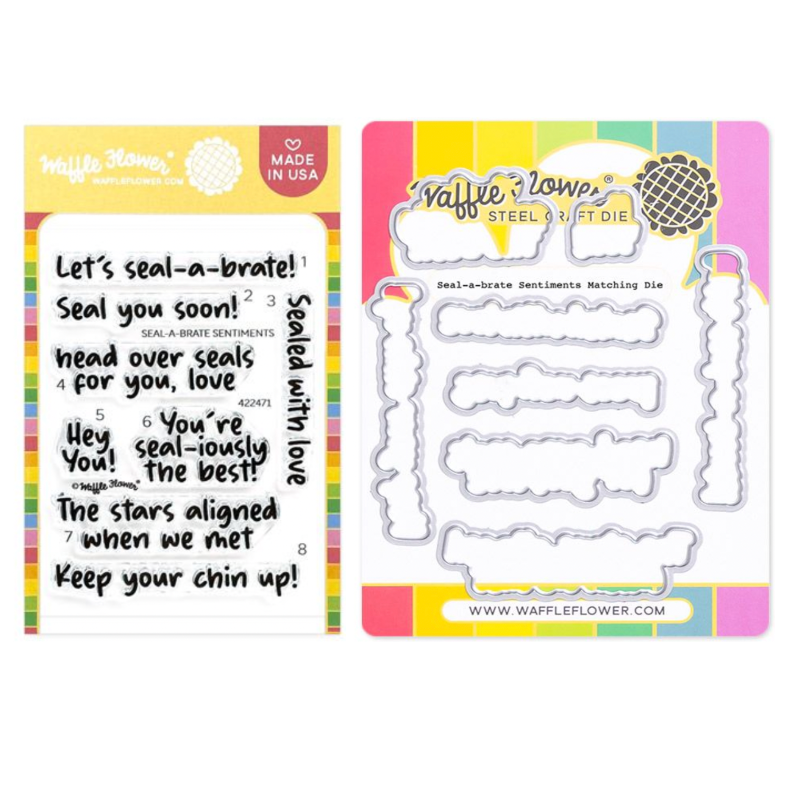 Waffle Flower Seal-a-brate Sentiments Clear Stamp and Die Set
