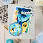 Waffle Flower Seal-a-brate Sentiments Clear Stamp and Die Set diving helmet