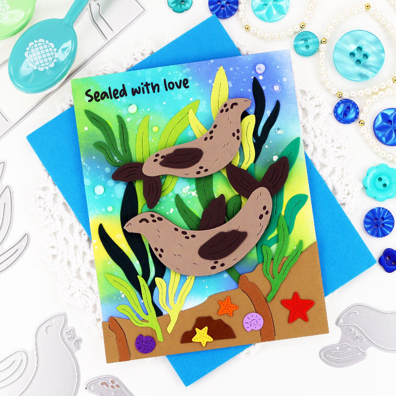 Waffle Flower Seal-a-brate Sentiments Clear Stamps 422471 seaweed