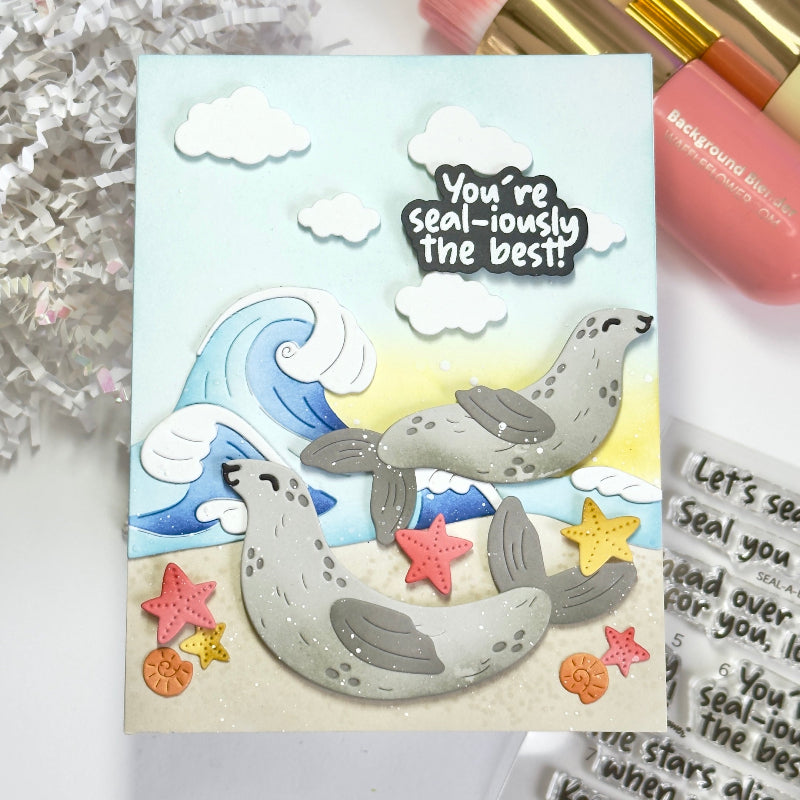 Waffle Flower Seal-a-brate Sentiments Matching Dies 422472 big waves