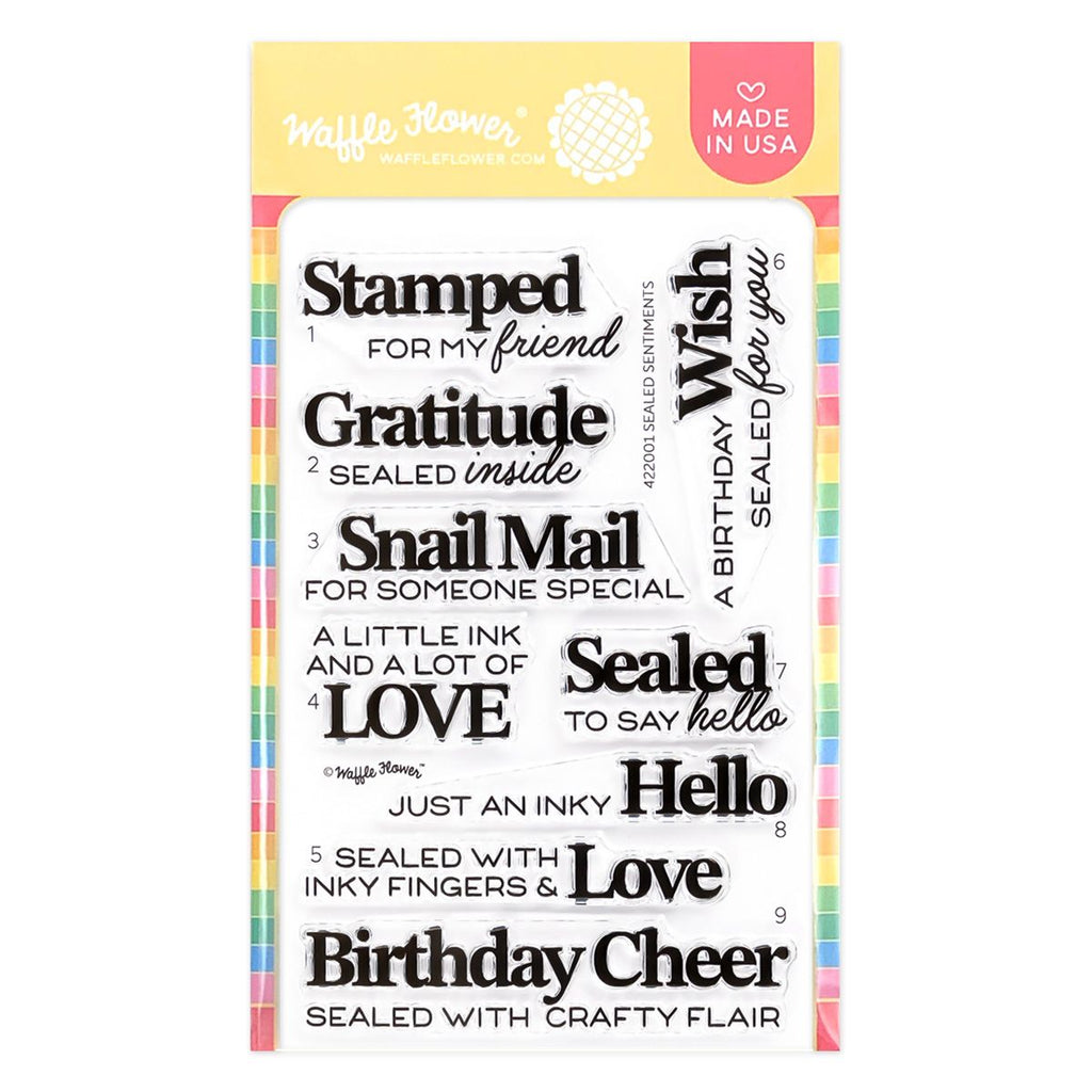 Waffle Flower Sealed Sentiments Clear Stamps 422001