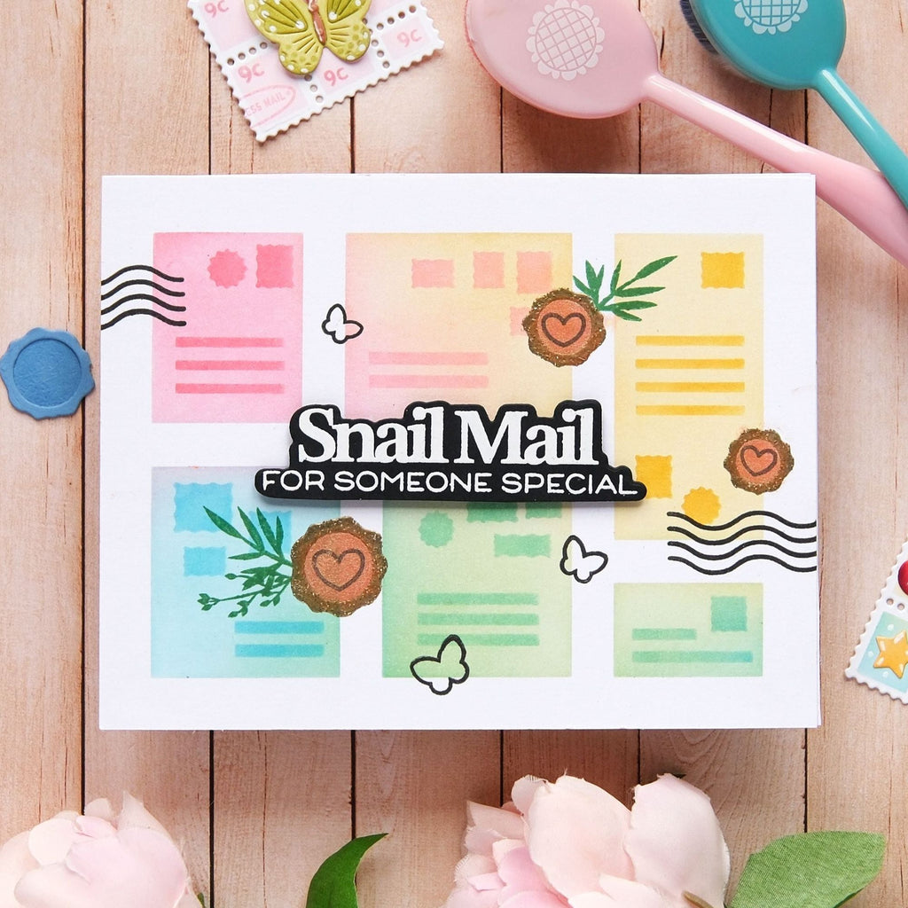 Waffle Flower Sealed Sentiments Matching Dies 422002 snail mail