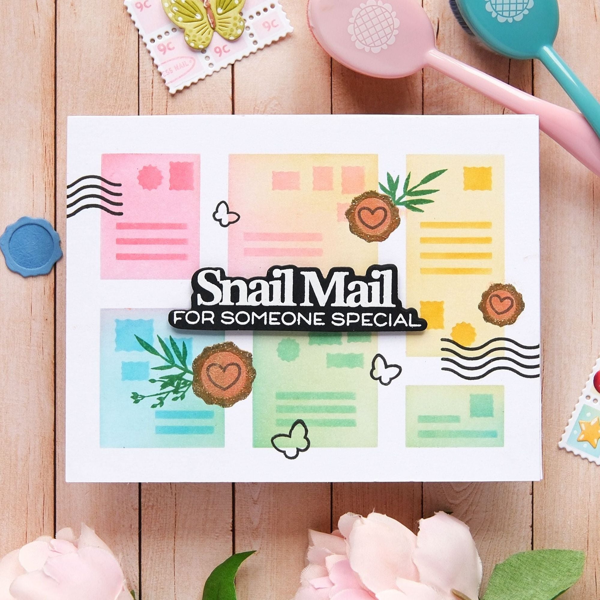 Waffle Flower Sealed Sentiments Matching Dies 422002 snail mail