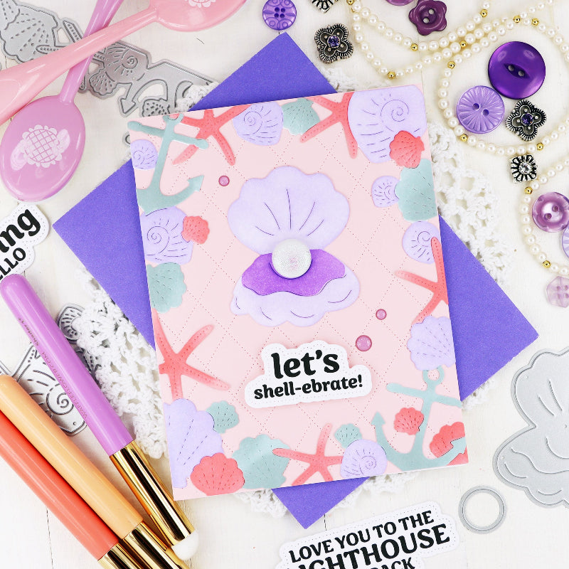 Waffle Flower Seashell Frame Coloring Stencils 422087 purple