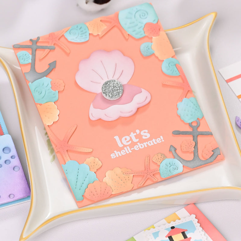 Waffle Flower Seashell Frame Coloring Stencils 422087 shlls