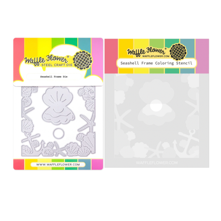 Waffle Flower Seashell Frame Die and Coloring Stencil Set