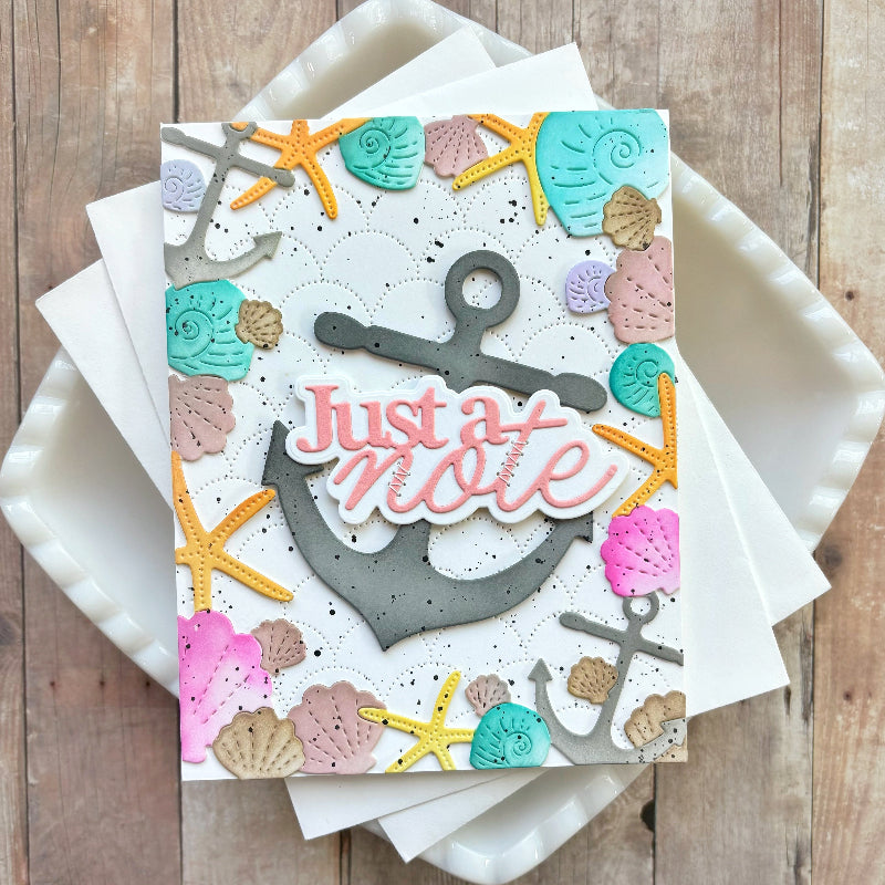 Waffle Flower Seashell Frame Die and Coloring Stencil Set shells