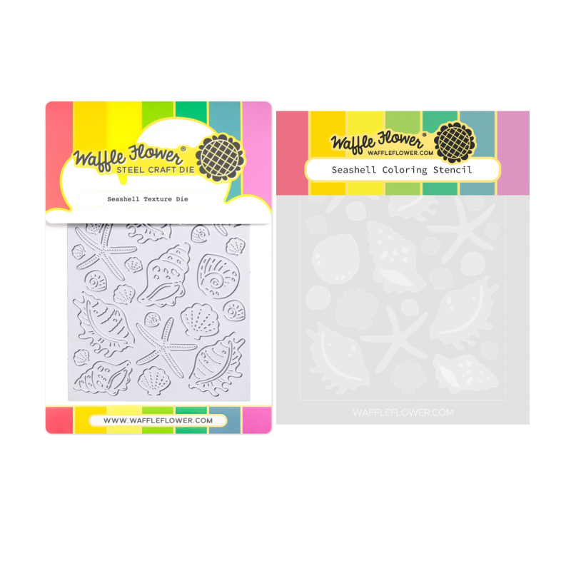 Waffle Flower Seashell Texture Die and Coloring Stencil Set