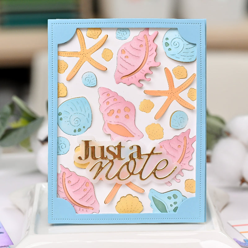 Waffle Flower Seashell Texture Die and Coloring Stencil Set shells