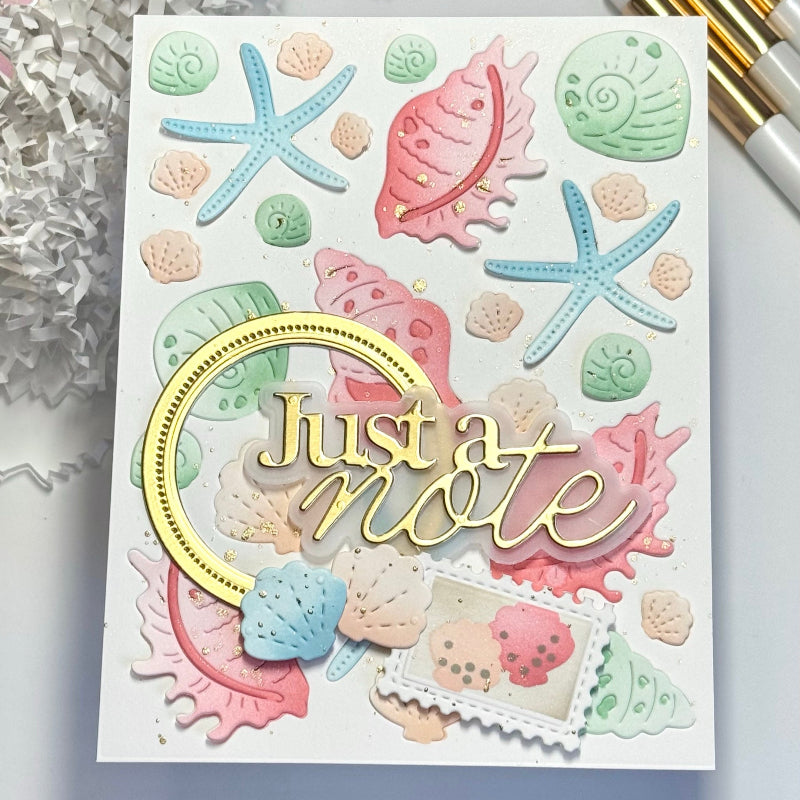 Waffle Flower Seashell Texture Die and Coloring Stencil Set starfish