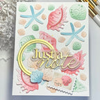 Waffle Flower Seashell Texture Die and Coloring Stencil Set starfish