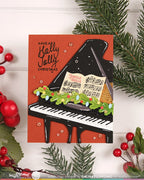 Waffle Flower Sheet Music Die 422744 black piano garland holly jolly christmas card galina filippenko