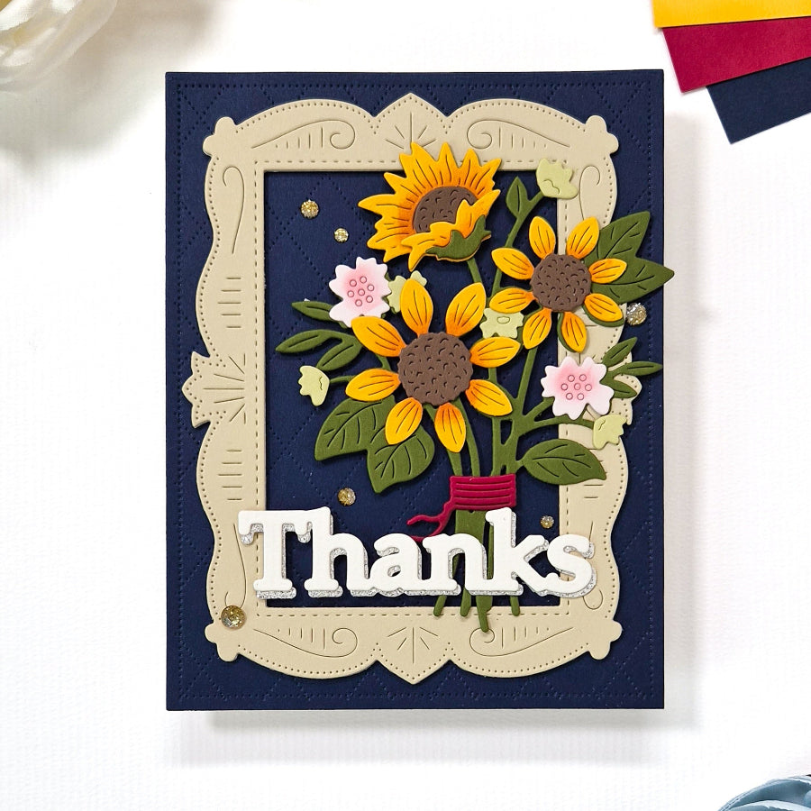 Waffle Flower Simple Greetings Trio Dies 422196 thanks frame card