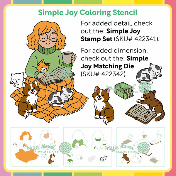 Waffle Flower Simple Joy Coloring Stencils 422343 layering guide
