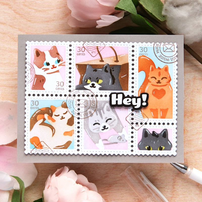 Waffle Flower Simple Joy Sentiments Clear Stamp and Die Set cats