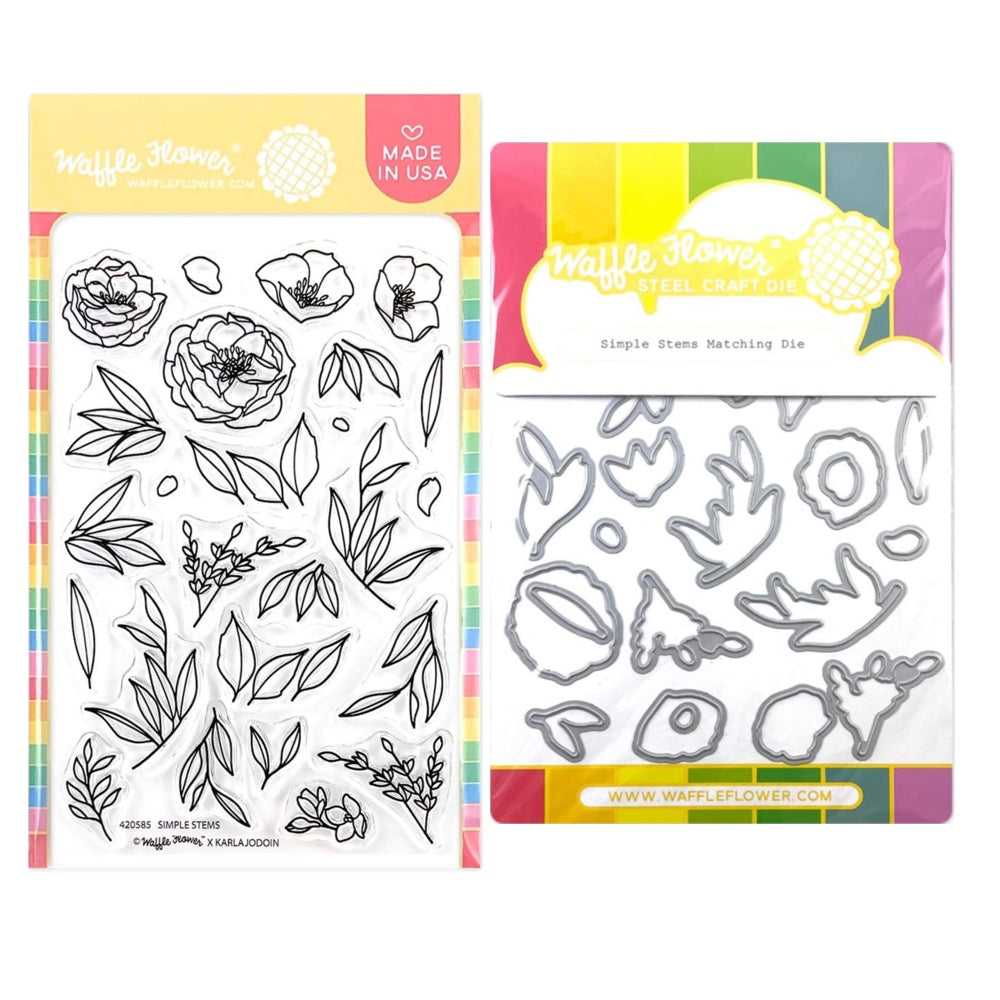 Waffle Flower Simple Stems Clear Stamp and Die Set