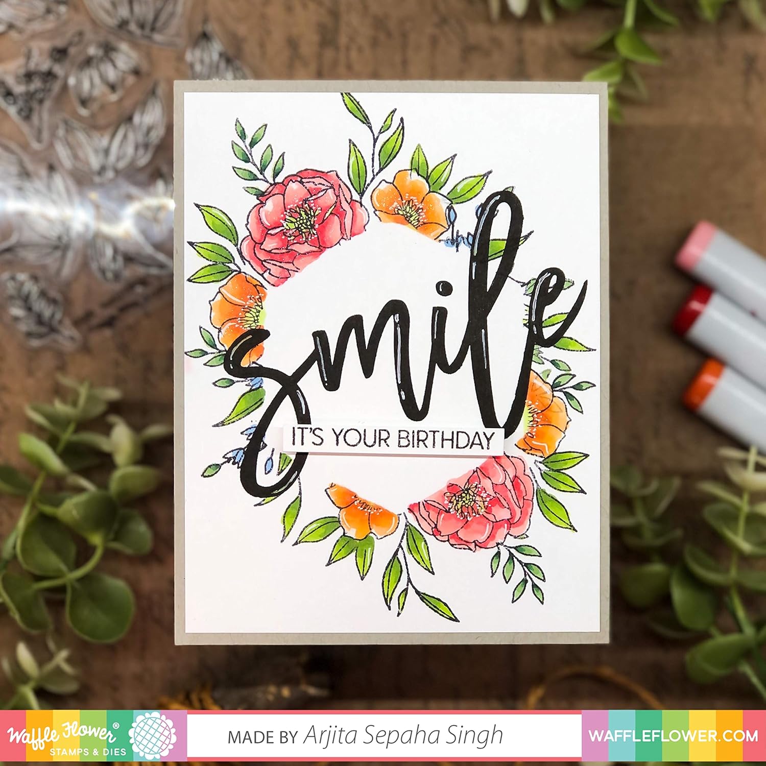 Waffle Flower Simple Stems Clear Stamps 420585 smile