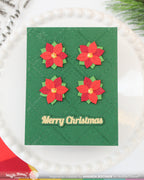 Waffle Flower Simply Christmas Clear Stamp and Die Set red poinsettia flowers green merry christmas card amanda rochaix